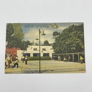 Vintage Orlando FL Postcard Shuffleboard‎ Courts In Sunshine Park City Beautiful